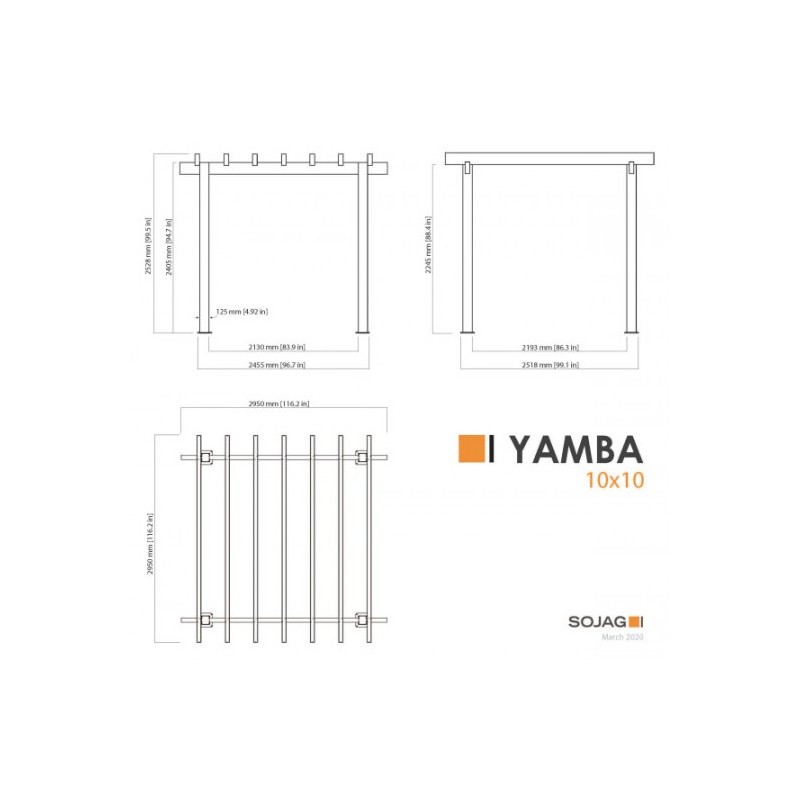 Sojag Yamba 10x10 Pergola Kit Black 500 9167795