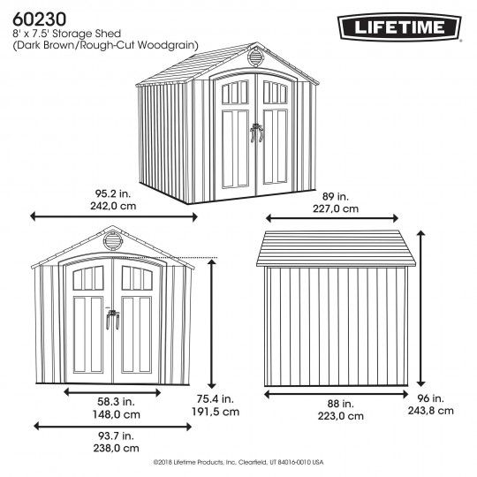 Lifetime LFT60370 8 x 7.5 ft. Outdoor Storage Shed