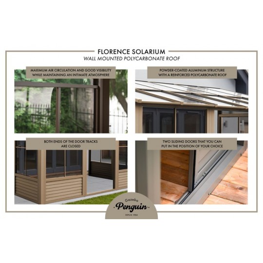 Gazebo Penguin Florence - Wall Mounted Solarium 10x12 Polycarbonate ...