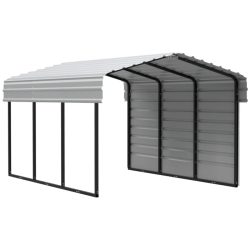 Arrow 1-Sided 10x15x17 Enclosure Galvanized Steel Carport Kit- Eggshell (CPH101507ECL1)