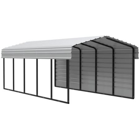 Arrow 1-Sided 10x24x7 Galvanized Steel Carport Kit - Eggshell (CPH102407ECL1)