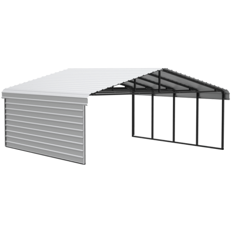 Arrow 1-Sided 20x20x7 Galvanized Steel Carport Kit - Eggshell (CPH202007ECL1)