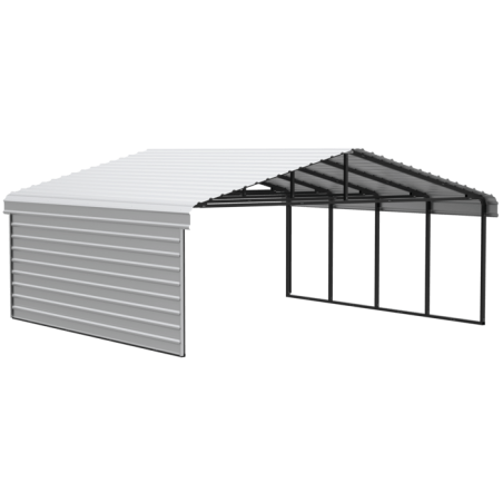 Arrow 2-Sided 20x20x9 Galvanized Steel Carport Kit - Eggshell (CPH202009ECL1)