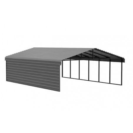 Arrow 1-sided 20x29x09 Enclosure Galvanized Steel Carport Kit-Charcoal (CPHC202909ECL1)