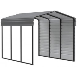 Arrow Carport 10x15x09 with 1-sided enclosure-Charcoal (CPHC101509ECL1)