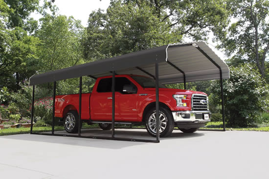 Arrow 12x24x7 Steel Carport Kit - Charcoal CPHC122407-Perfect storing boats, picnic and outdoor furniture and summer toys in the off-season.