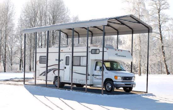 Arrow 14x33x14 Steel DIY Carport Kit - Eggshell (CPH143314) Protects your motor home from any weather!