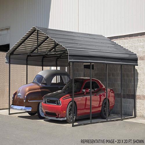 Arrow 20x20x7 Steel Auto Carport Kit - Provides protection to your vehicles. 