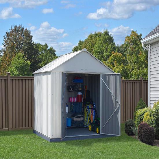 10x8 Ezee Storage Shed Kit Cream (EZ10872HVCR) This Ezee shed is made out of 100% galvanized steel for extra durability.