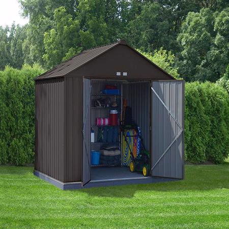 Arrow 10x8 Ezee Storage Shed Kit - Extra High Gable, 72 in Walls, Vents, Charcoal - (EZ10872HVCC) Gives you the storage space that you need for your law and garden materials. 