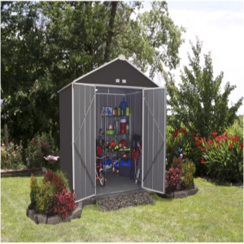 8x7 Ezee Storage Shed Kit Charcoal & Cream EZ8772HVCCCR Ideal storage for your backyard tools.