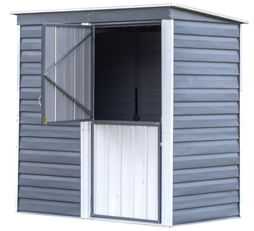arrow 6x4 shed-in-a-box steel shed - charcoal & cream sbs64