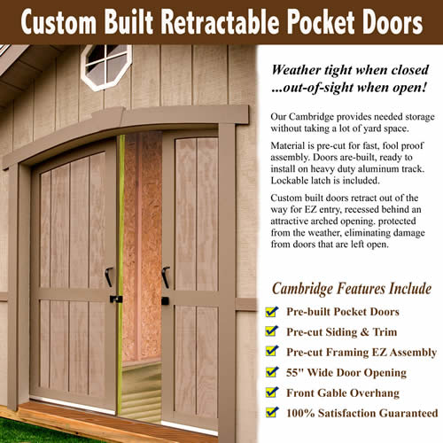 Best Barns Cambridge 10x20 Wood Shed Kit - All Pre-Cut (cambridge1020) Pocket Doors Features