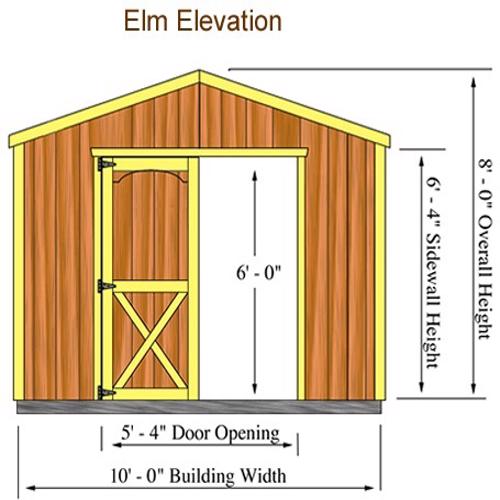 Best Barns Elm 10x12 Wood Storage Shed Kit (elm_1012)  Shed Elevation 