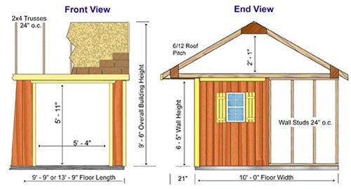Best Barns Northwood 14x10 Wood Storage Shed Kit - All-Precut (northwood_1014) Shed Elevation