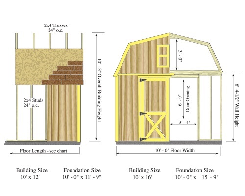 Best Barns Woodville 10x16 Wood Storage Shed Kit - All Pre-Cut (woodvile_1016) Shed Elevation