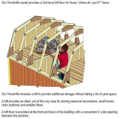Best Barns Woodville 10x16 Wood Storage Shed Kit - All Pre-Cut (woodvile_1016) Second Floor Loft 