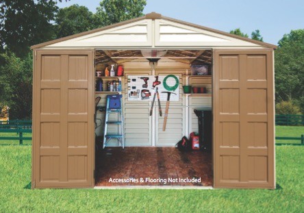 Duramax 10x13 WoodBridge Plus Vinyl Shed Kit w/ Foundation (40234) Best place to store your lawn and garden tools