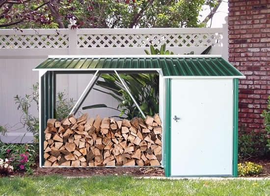 Duramax 8x3 Woodstore Metal Combo Shed Kit - Green (53631) Gives storage protection to your firewood