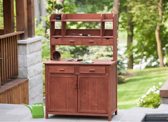 Leisure Season Potting Bench With Storage (PBS4224) Helps you organize your kitchen, garden and house supplies. 