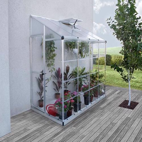 Palram Hybrid Lean-To 4x8 Greenhouse Kit (HG5548) This lean-to greenhouse is great for gardeners that has a small backyard.  