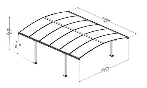 Palram 12x14 Arcadia Carport Kit (HG9115) This carport kit can be shifted into a gazebo, patio or a play area for your kids. 