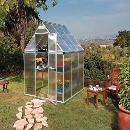 Palram 6x6 Mythos Hobby Greenhouse Kit - Silver (HG5006) Keep your flowers safe inside the greenhouse with its lockable door with magnetic catch. 