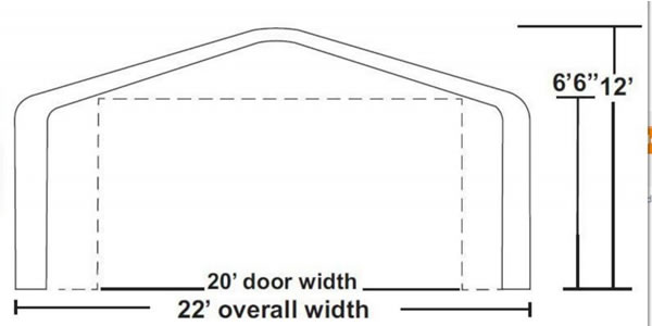 Rhino Shelter 22x24x12 Two Car Steel Carport Kit (model ST222412H) - measurements diagram