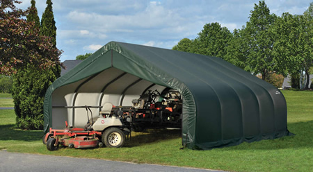 ShelterLogic 12x28x8 Peak Style Instant Garage Kit - Green (76442) Great storage solution for your ATV's, tractors, lawn and garden tools. 