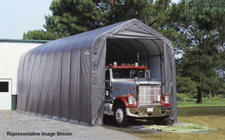 ShelterLogic 16x36x16 Peak Style Shelter, Grey (79431) With its big space, you can store your big truck here for protection.