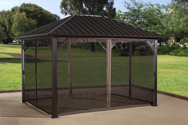 Sojag 12x16 Genova Aluminum Gazebo Kit - Dark Brown ( 500-9165852) This gazebo comes with a nylon mosquito netting to protect you from insects and bugs! 
