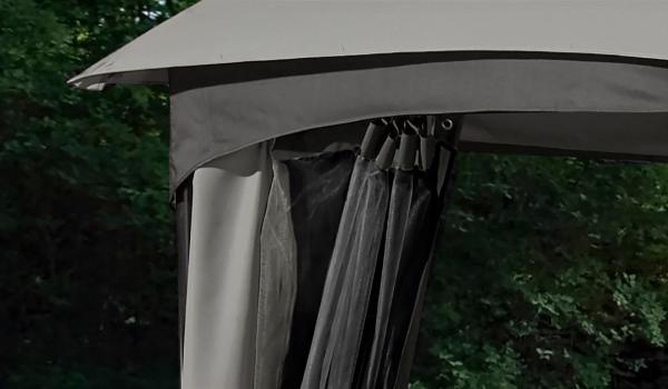 Sojag 10x12 Phuket Steel Gazebo Kit - Gray (302-9165401) This gazebo kit comes with privacy curtains and mosquito net! 