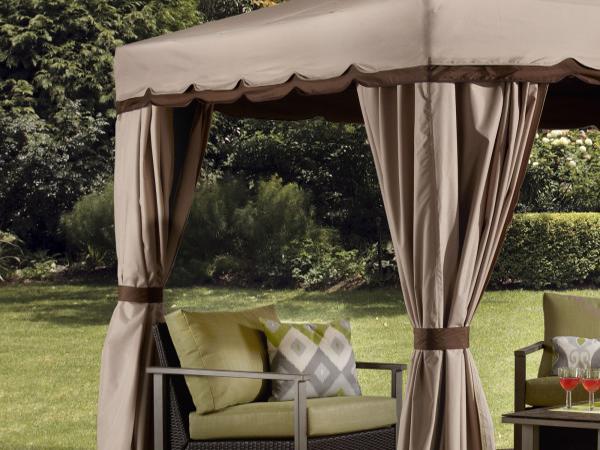Sojag 10x12 Roma Steel Gazebo Kit - Beige and Brown (500-9165395) Our Roma Gazebo with its polyester curtains. 