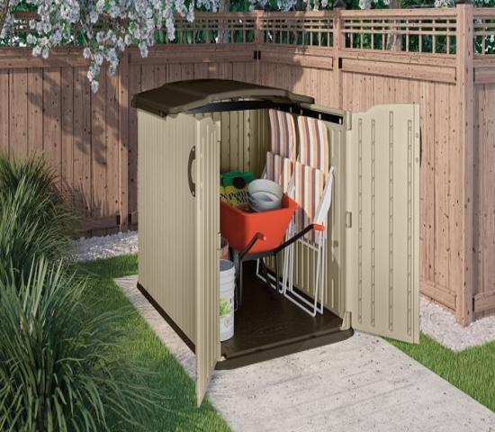 Suncast 98 cu. ft. Glidetop Horizontal Shed (BMS4900D) Ideal storage for your lawn and garden tools.